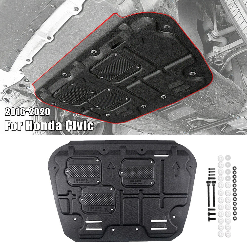 

For Honda Civic 10th 2016 2017 2018 2019 2020 Under Engine Guard Plate Splash Shield Mud Fender Mudguard Black Mudflap Cover Kit