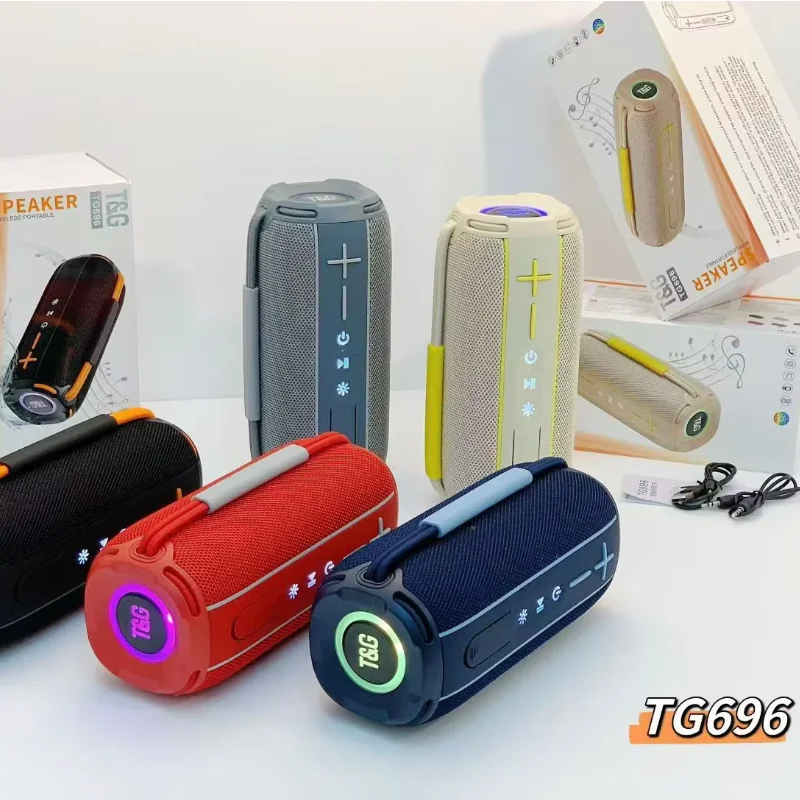 TG696 ลำโพงบลูทูธไร้สายแบบพกพากลางแจ้งลำโพงคู่บลูทูธ 5.3 ซับวูฟเฟอร์ RGB โคมไฟรองรับ FM/การ์ด TF/ดิสก์ USB TWS