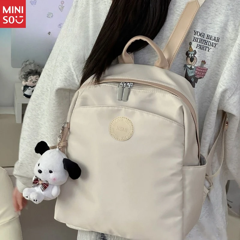 Miniso 2025 Women's Casual Canvas Bag, Versatile Commuter Tote & Backpack, Summer Shoulder Purse