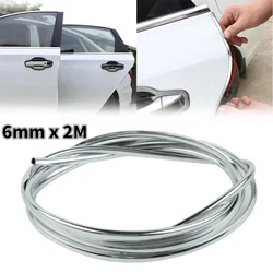 2M Chrome Car Door Edge Protection Strip Auto Door Anti Collision Strip Door Moldings Trim Adhesive Scratch Protector