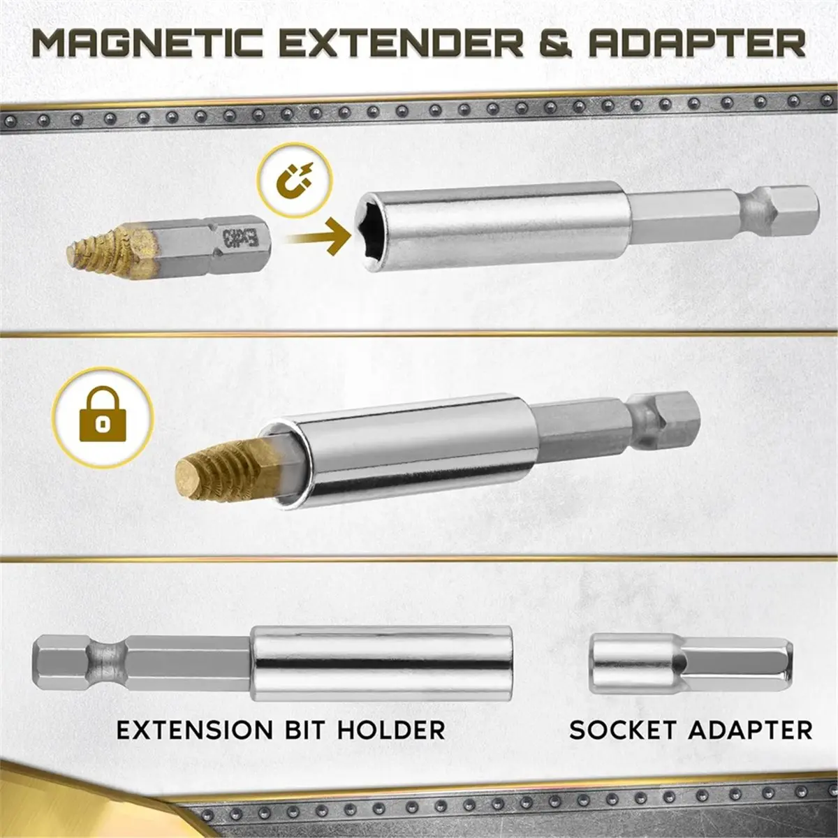 useful Titanium Screw Extractor Set for Stripped, Broken, Damaged Screws - 22 Pc, Remover Kit with Drill Bits, Extractors