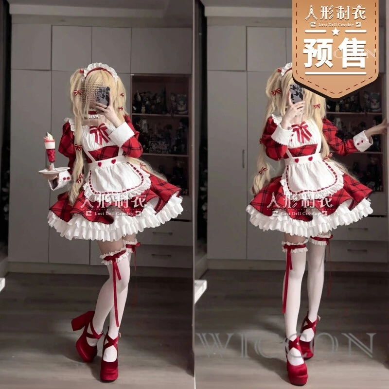 BShu Go Chara Tsukiyomi Utau خادمة مقهى تأثيري فستان أنيمي لوليتا الحلو القوطية موضة زي Kawaii هالوين عيد الميلاد كوس