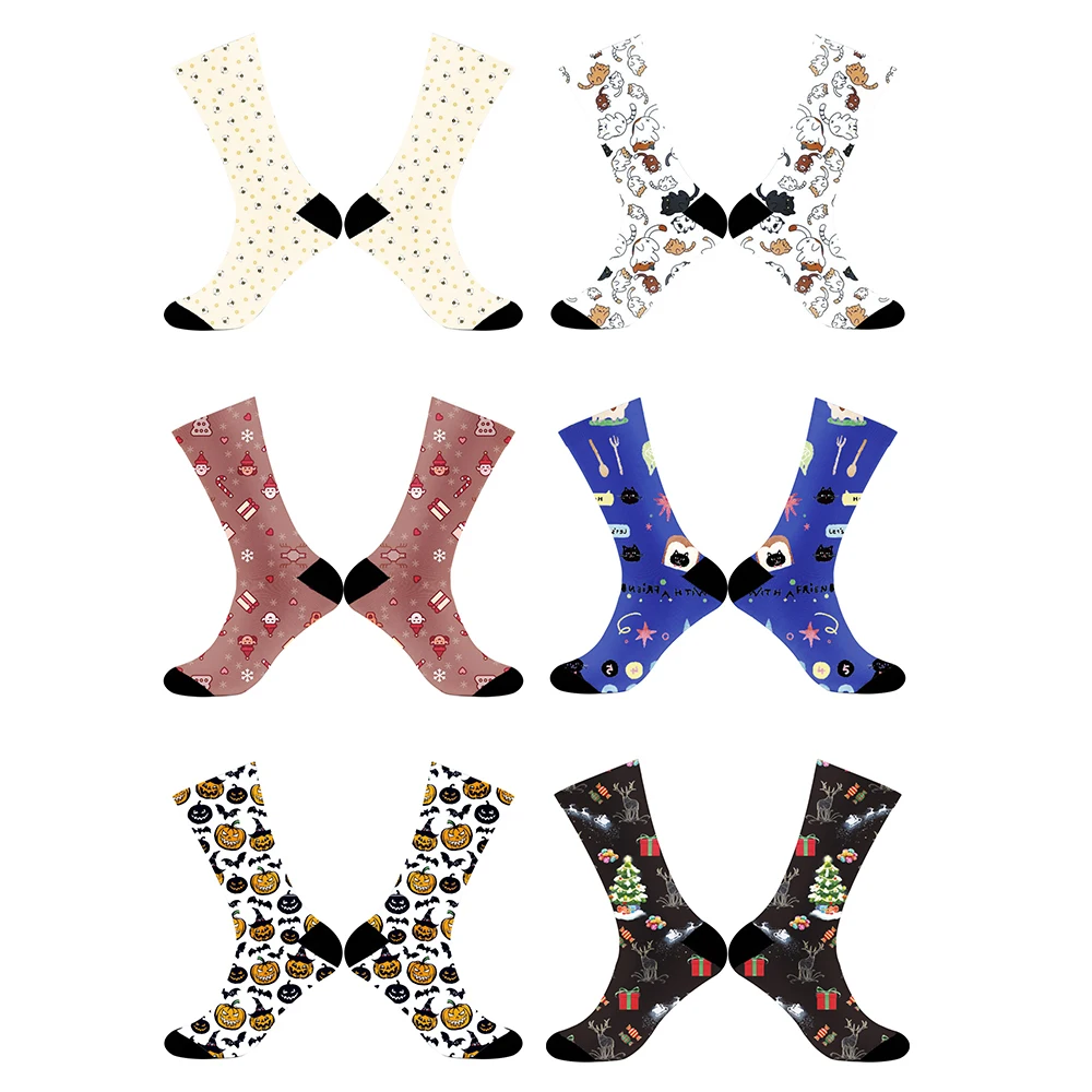 

2024 New Printed socks Halloween Gift Vintage Harajuku Street Style Novelty Pattern Crew Socks