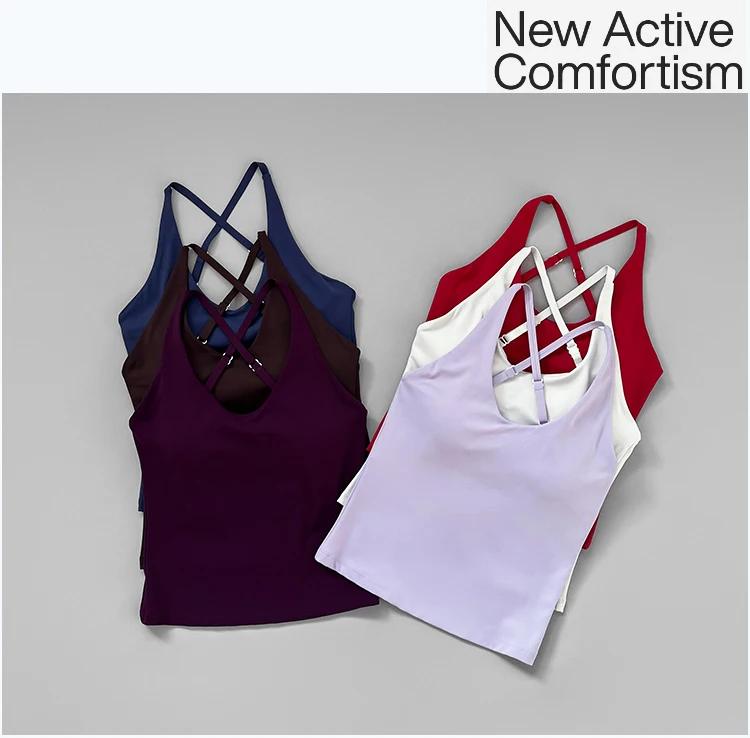 Neuer schmal geschnittener Schultergurt, hängender Nackengurt, schöner Rücken-Sporttop, Damen-Einteiler-Fixier-Yoga-Top, Fitness-BH – Detail 1
