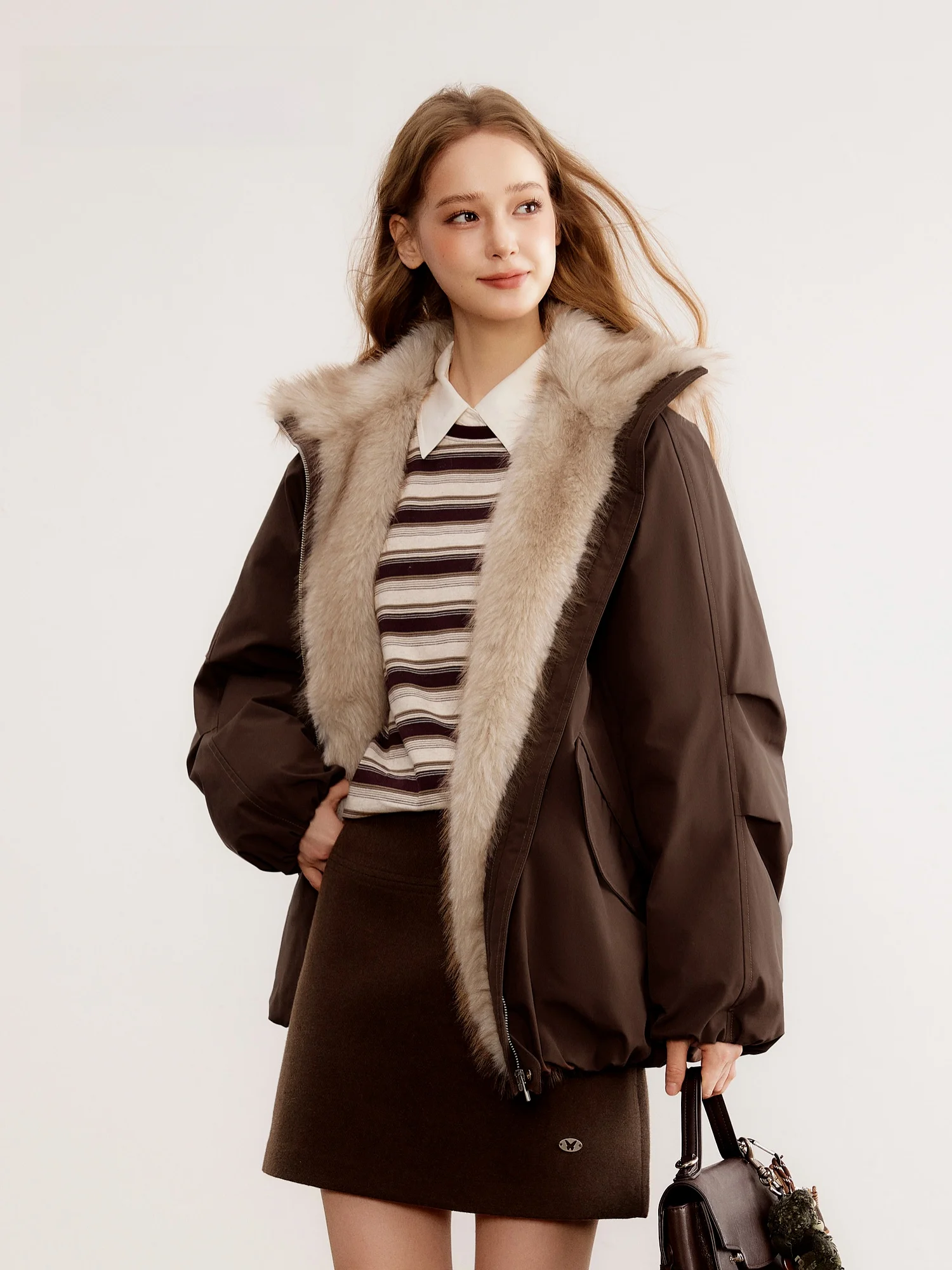 

Утепленная женская парка Cindral с меховым воротником, теплая верхняя одежда из экокожи средней длины, простой дизайн