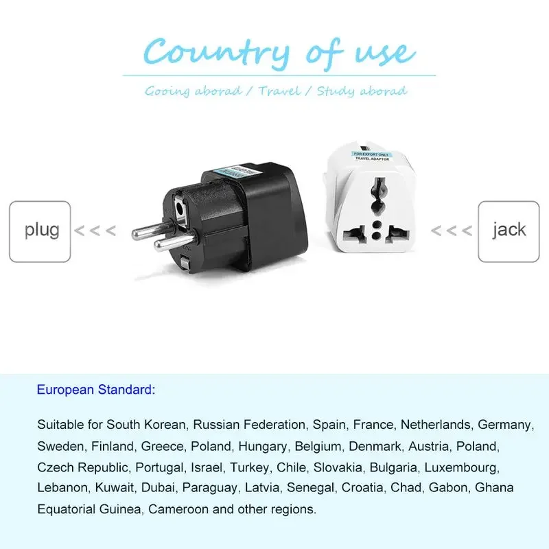 1pcs 4.8mm EU Electrical Socket Plug US UK AU To EU KR Travel Adapter Universal EU Adapter International Converter Power Socket