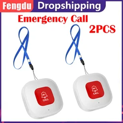 Wireless Caregiver Pager 2PCS SOS Necklace Call Buttons for Home Security Alarm Systems for the Elderly and Children