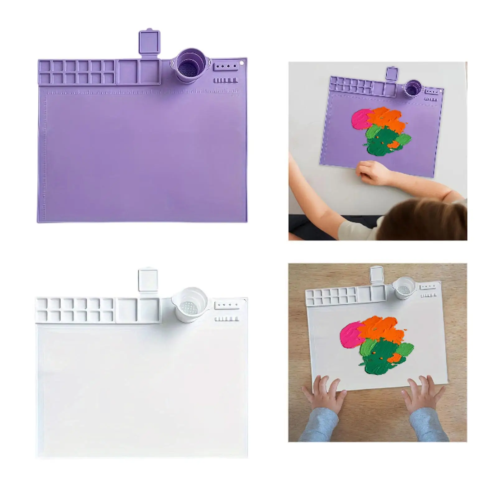 

Silicone Painting Mat with Cup Non Slip Multipurpose Nonstick Silicone Sheet for DIY Painting Art Handmade Art Beading Drawing