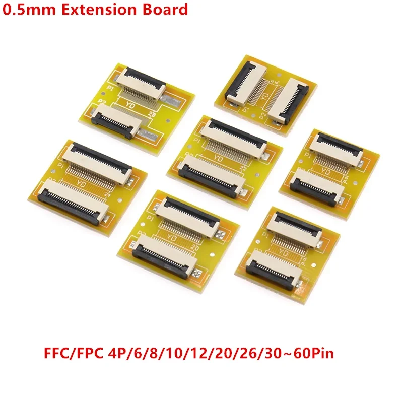 2Pcs FFC/FPC Flexible Cable Extension Board Adapter 0.5MM Pitch 4P/8/10/12/14/16/20/24/30/40/50/60/64Pin