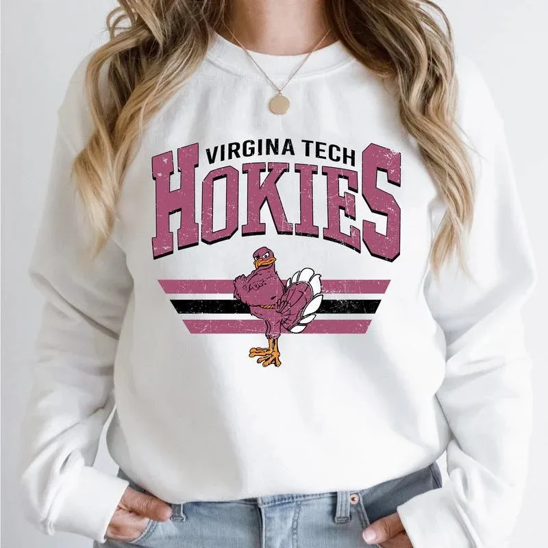 

Толстовка Virginia Tech Hokies в осенне-зимнем стиле, графика Хоки с тематической птицей «Розовая» для модного образа