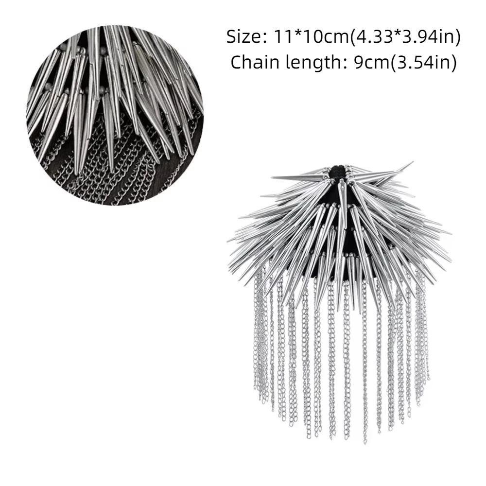 Pin Tassel Chain Epaulette Breastpin Cool Rivet Shoulder Badges DIY Crystal Jacket Vintage Brooch Knight's uniform