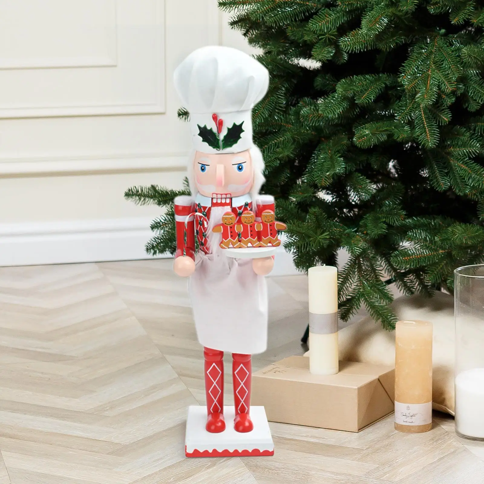 クリスマス・ナッツクラッカーの木製置物、インテリア装飾、ホリ - Nutcracker Figurine のレビューと価格