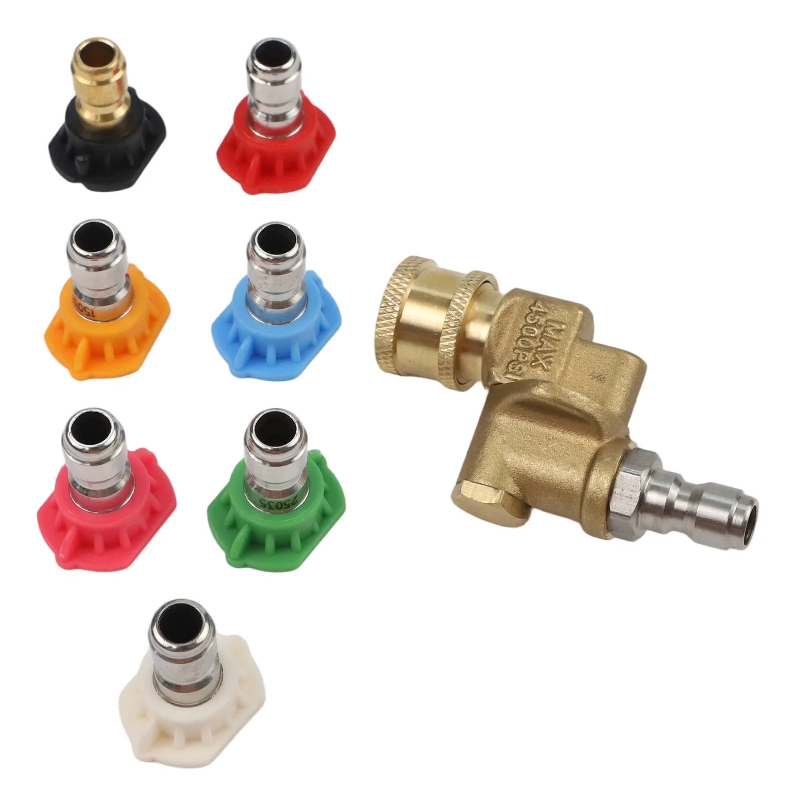 Copper 1/4 Inch Quick Connect Swivel Adapter With 5 7 Nozzles For High Car Washer Adjustable Cleaning Tool