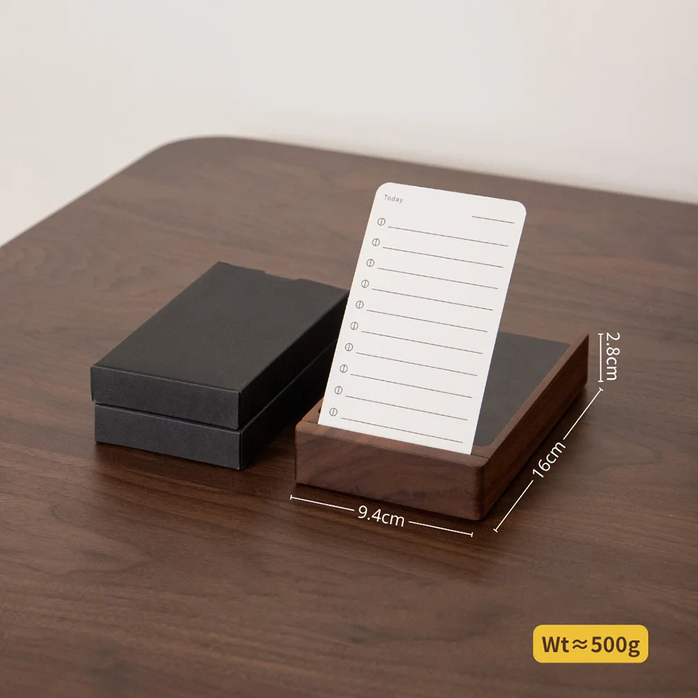 Daily List Planner Note Holder with Walnut Stand - 100 Undated Memo Card for Cleanup Organize Office Desk Accessories Supplies view 6