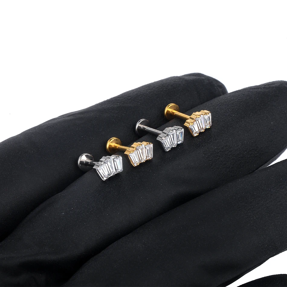 1/5PCS Titanium 16G Crystal Zircon Labret Lip Ring Ear Stud Ear Tragus Cartilage Helix Conch Lobe Piercing Earrings Jewelry Gift