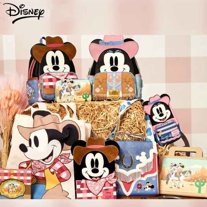 2024 new genuine Disney capacity Mickey cowboy bag backpack canvas bag Minnie tote bag crossbody bag backpack