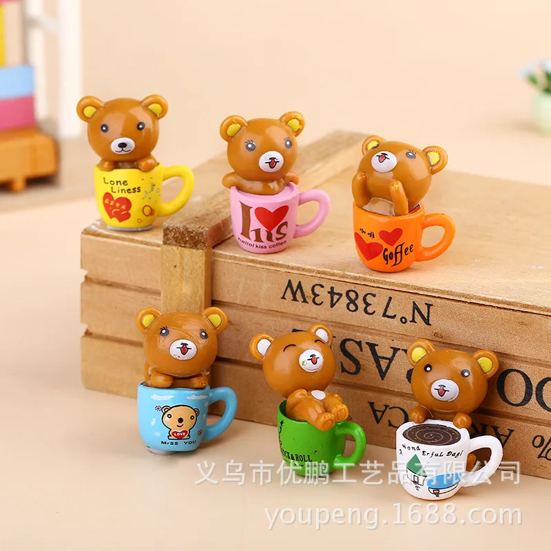 

6PCS Rilakkuma Figurines Model Cartoon Anime Derivative Peripherals Bear Models Table Ornaments Decorations Birthday Party Gifts