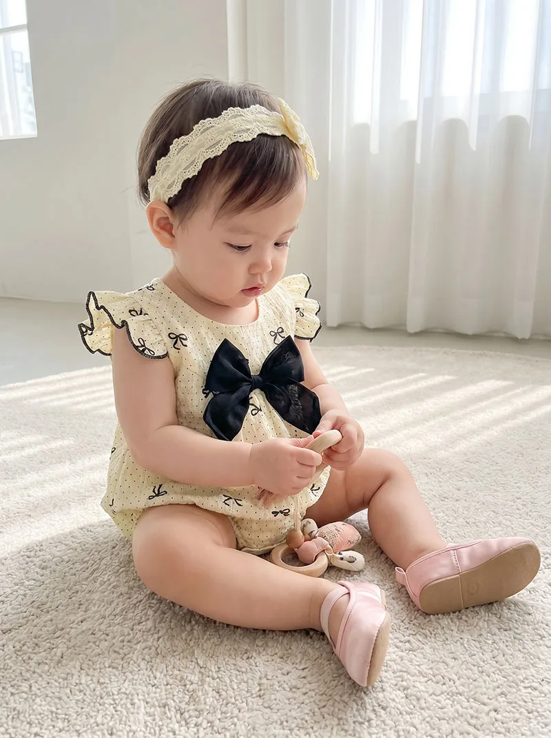 MILANCEL Summer Baby Bodysuit 0-24M Sweet Bow Toddler Jumpsuit Thin Breathable Girls Clothes Infant One Piece