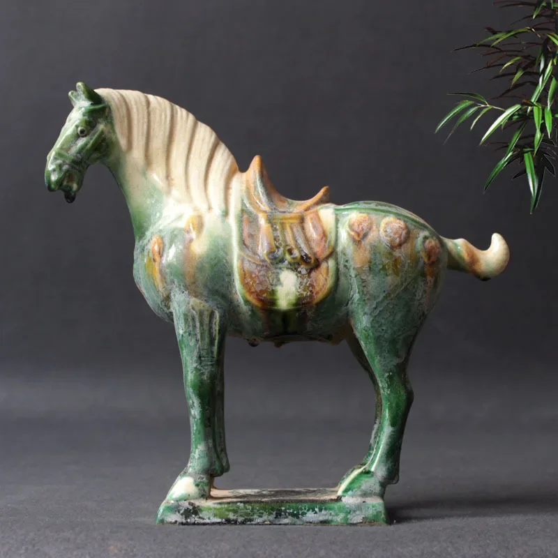 

Exquisite Tang Tri Color Celadon War Horse Antique Porcelain Home Office Bedroom Living Room Decoration Ornaments