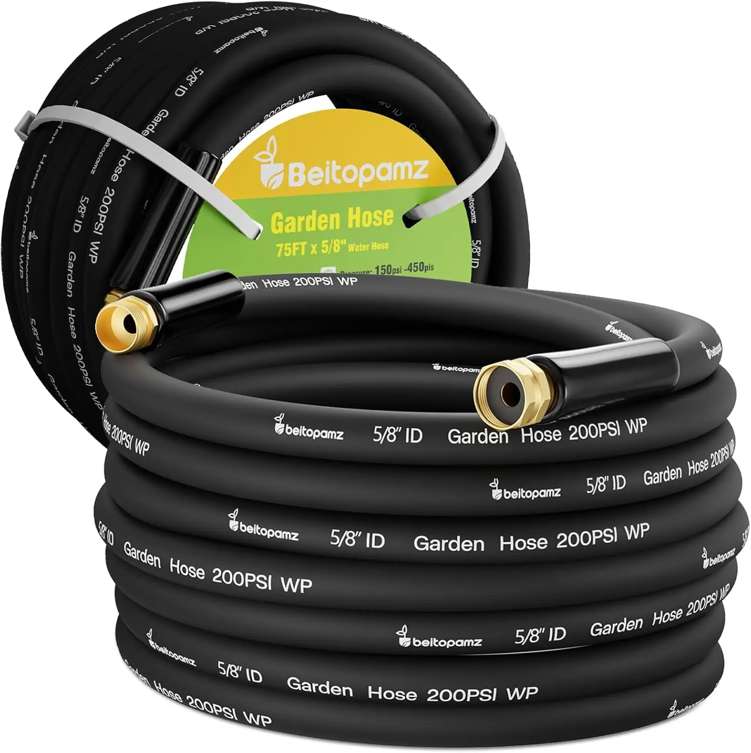 

75ft Heavy Duty Garden Hose, Flexible & Durable with Brass Fittings for Lawn and Patio Use
