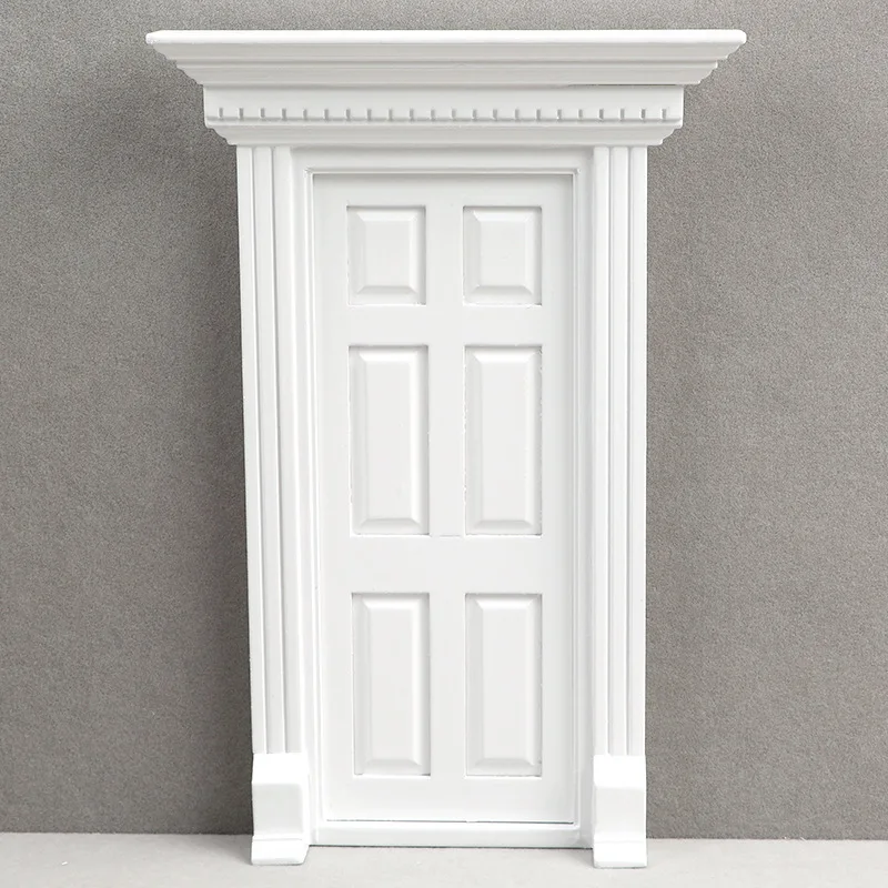 

1:12 Scale Dollhouse Miniature Door - Solid Wood White 6-Panel Interior Door (Inward Opening) Furniture Decor