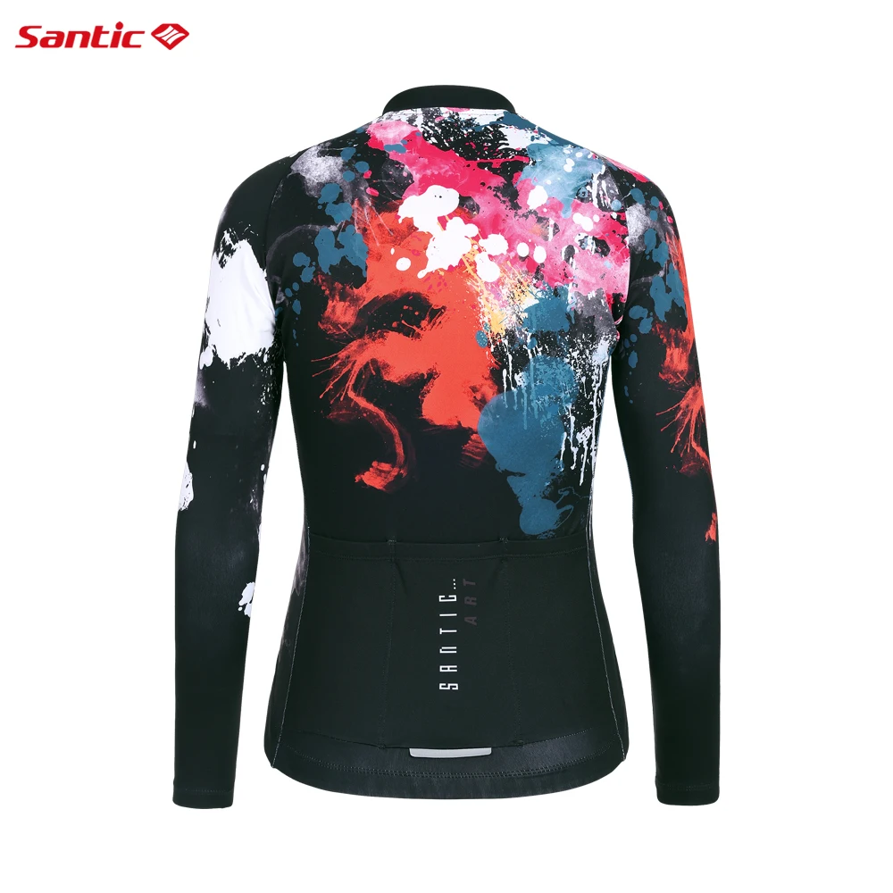 Santic Cycling Jersey Womens Windproof Autumn Winter Outdoor Sports Outerwear Tops Fleece MTB Bike Road Ridling Bicycle Clothing