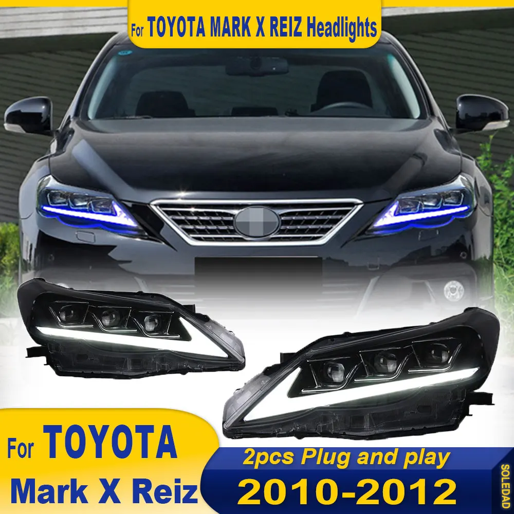 Headlight For Toyota MARK X Reiz 2010 2011 2012 Car LED Headlight Auto Headlamp Reverse Brake Fog Front lights DRL Plug and Play