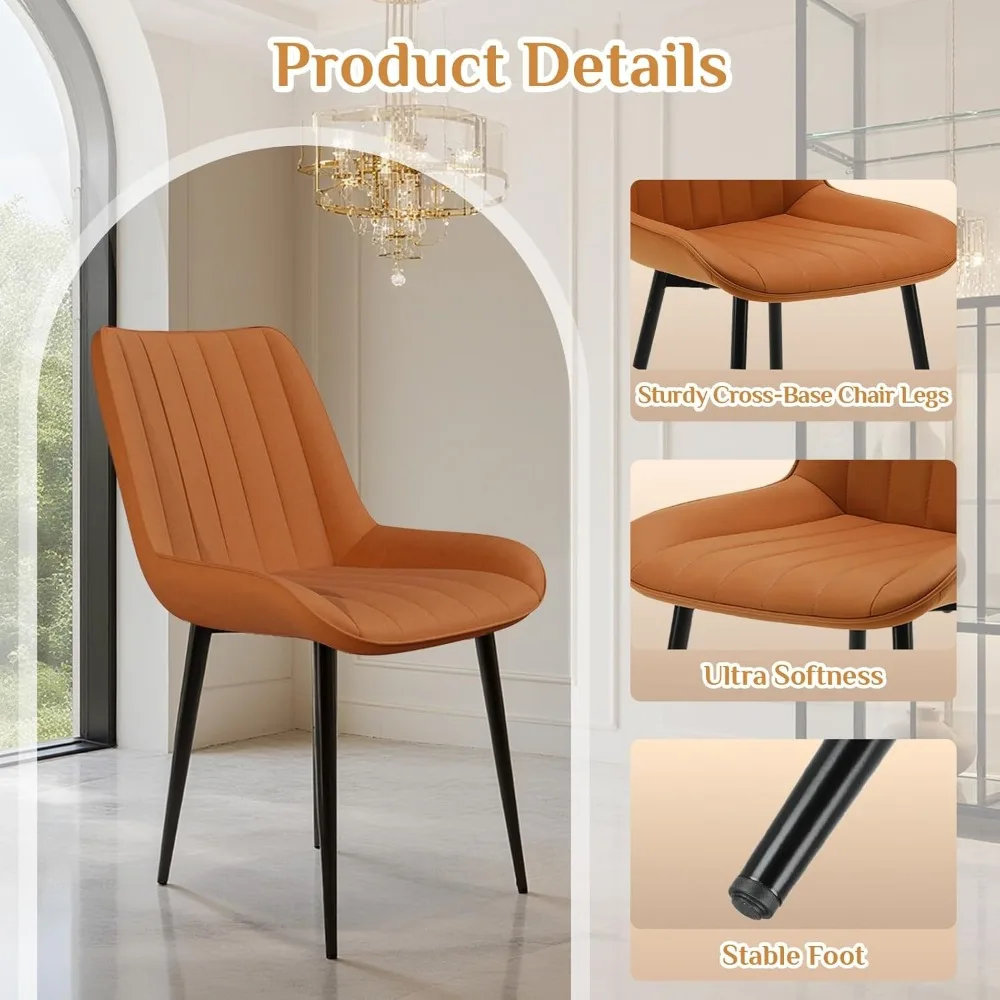 مجموعة كراسي تناول الطعام TLSUNNY مكونة من 2/4، كراسي غرفة طعام منجدة حديثة من الجلد السويدي عالي الظهر مع وسائد سميكة، عريضة