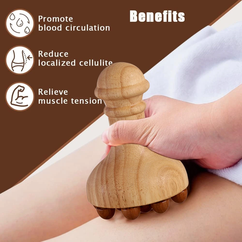 1PCS Wood Therapy Mushroom Massage Tools, Wooden Mushroom Massager, Anti Cellulite Lymphatic Drainage Therapy Massage Cup Tools