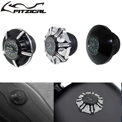 Motorcycle CNC Fuel Gas Tank Decorative Oil Cap Cover With Clocks For Harley Sportster Touring Road King Dyna Softail FLHR FXFB