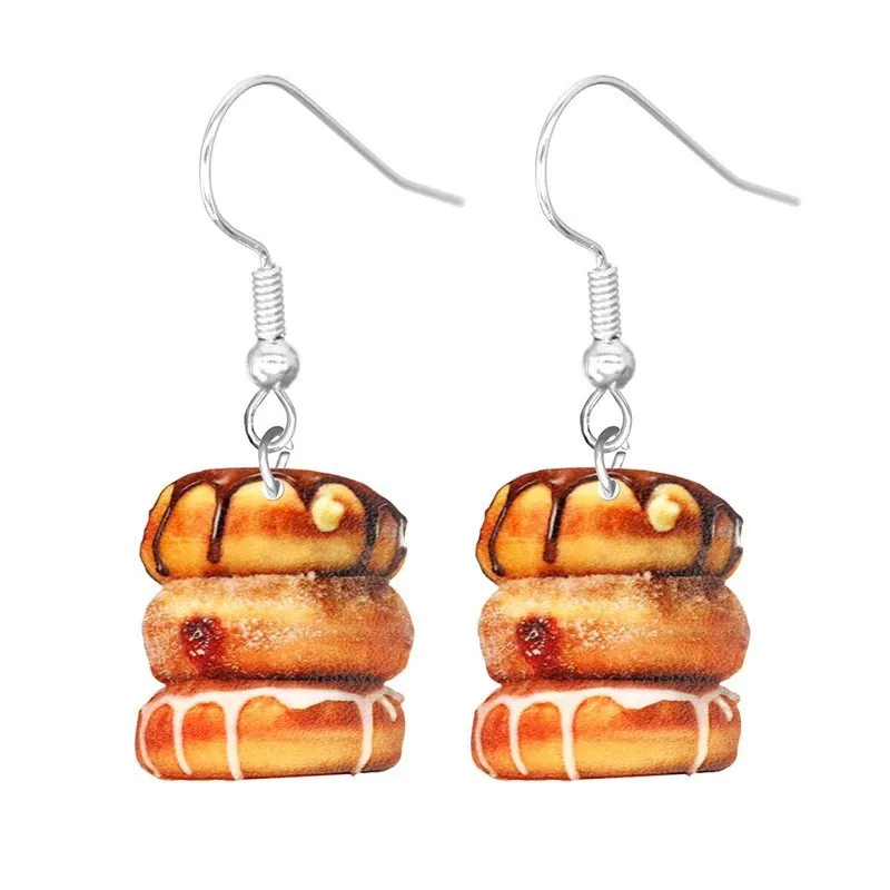 Food Earring 2D Handmade Cute Interesting Taco Corn Crunchy Burger Biscuits French Fries Ice Cream Cheese Sushi Cute Accessories