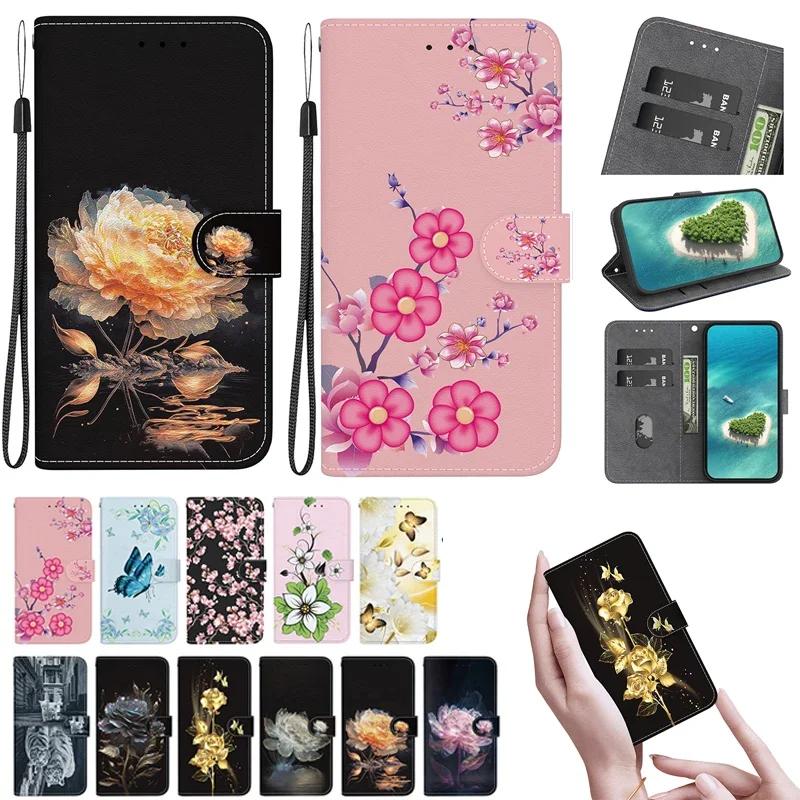 

Stand Flip Wallet Case For Realme C67 C65 4G C55 C53 C35 c33 C31 C30S C21Y C20 C63 C61 C2 C1 Cartoon Painted Protect Phone Cover