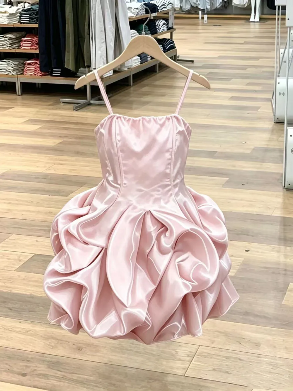Baby Girls' Summer Dress 2026 New Children's Ballet Style Pink Irregular Flower Bud Strap Skirt Dress Puff Princess Dress