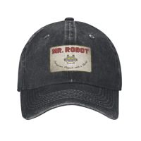 Computer with Sourires Anime Funny Mr Robot Custom Retro Cowboy Washed Baseball Caps For Men Denim Sun Hat Hip Hop Peaked Cap