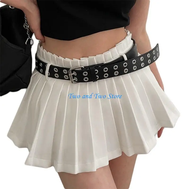 

HX6F Fashion Womens Leathers Belt, Punk Double Grommet Waist Belt for Jeans Pants,Width 1.5" Length 44''