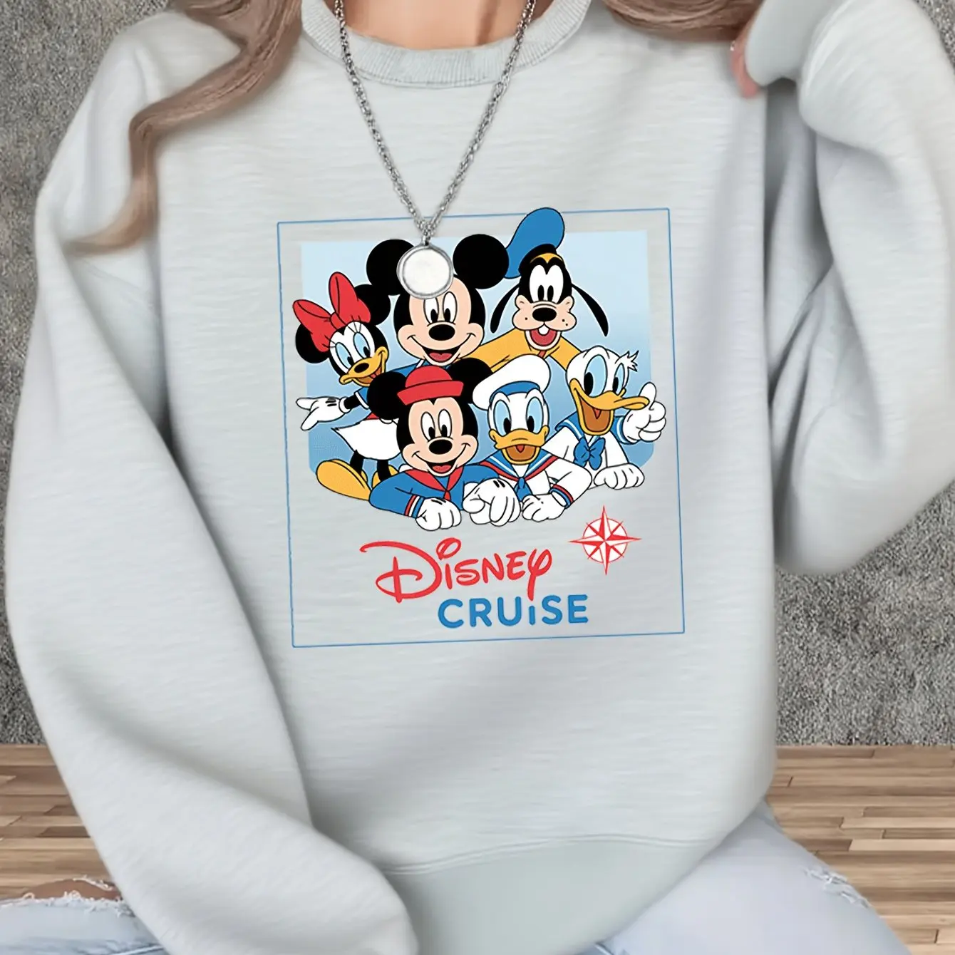 سترة ديزني ميكي ماوس النسائية ذات الرقبة المستديرة بلوفر للجنسين من الصوف كاجوال للخريف والشتاء ملابس الشارع كبيرة الحجم