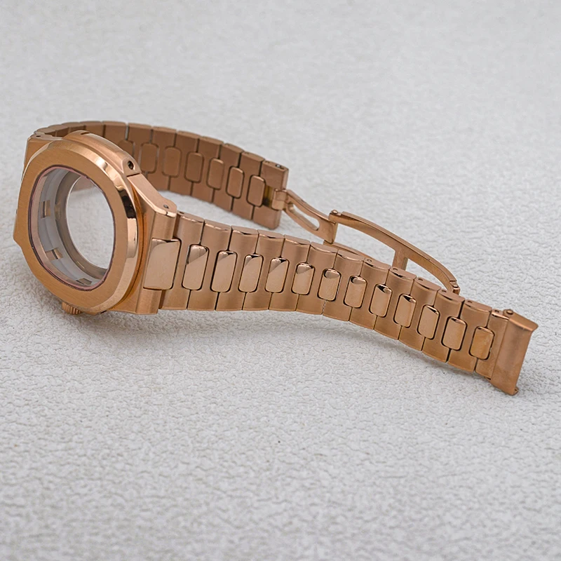 Nautilus Watch Case Fit Seiko NH35 NH36 7002 7S26 4R35 Japan Automatic Movement Stainless Steel Watch Strap 20ATM Waterproof