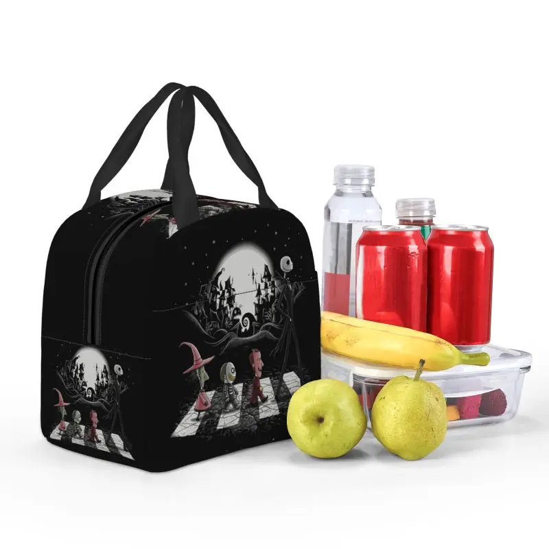 Custom The Nightmare Before Christmas Insulated Lunch Box Portable Warm Cooler Thermal Lunch Bag Container Tote Bags