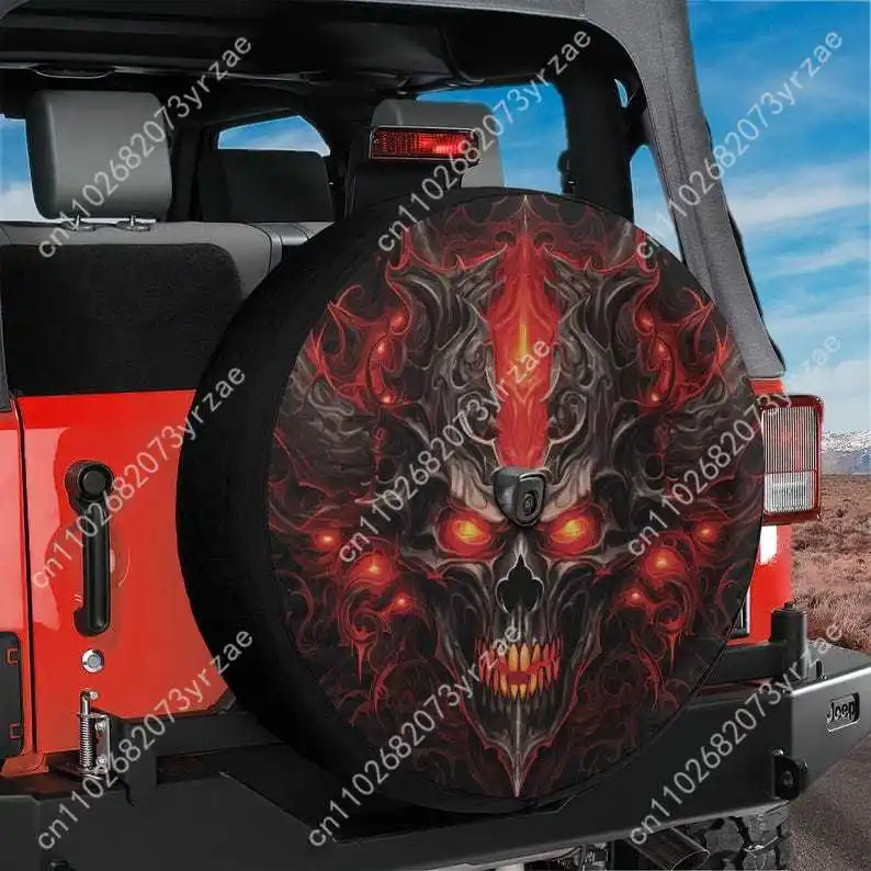 

Red Flame Skull Various Models Spare Car Tire Cover Sand Dust Prevention Protect Wind Rain Tire Cover Sturdy Durable Tire Covers