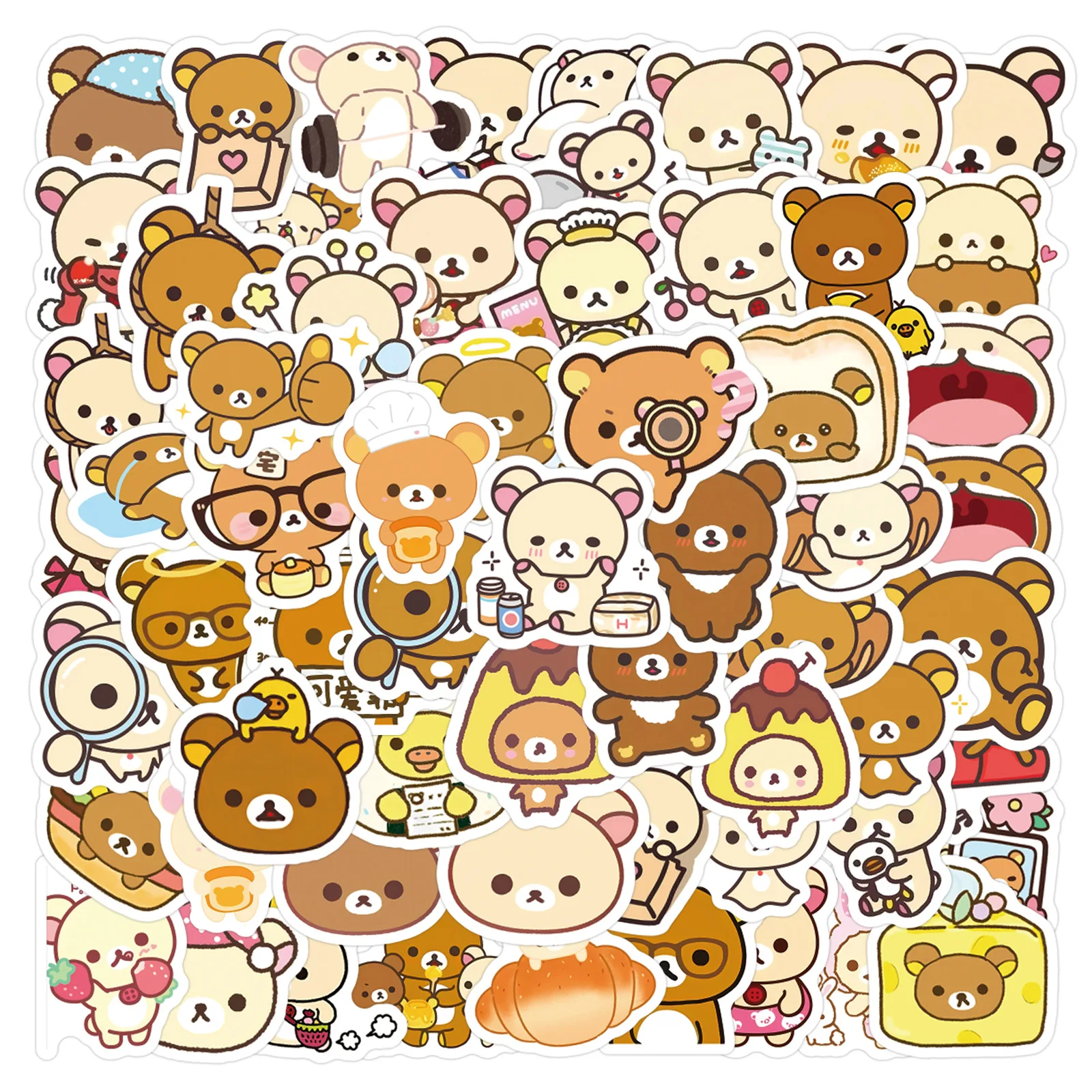 

105 шт., наклейка Rilakkuma, расслабляющий медведь, аниме, наклейка, канцелярские принадлежности, украшение для чашки с водой, школьные художественные принадлежности, пастер, детская классическая игрушка в подарок