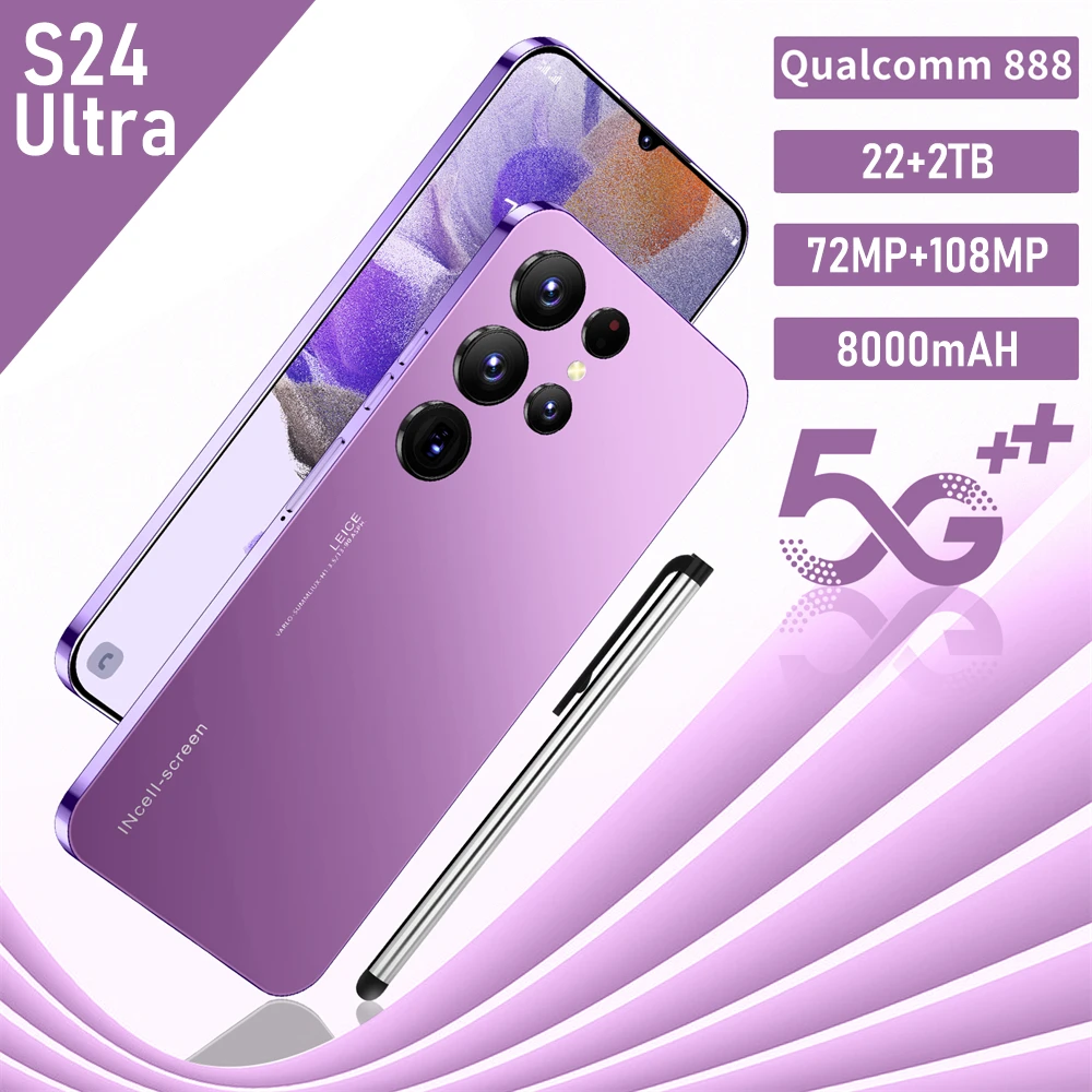 

Hot New S24 Ultra Smart phone 7.3 inch Full Screen 4G/5G 22TB RAM 2TB ROM 7800mAh 108MP Camera Android Global Version Cell Phone