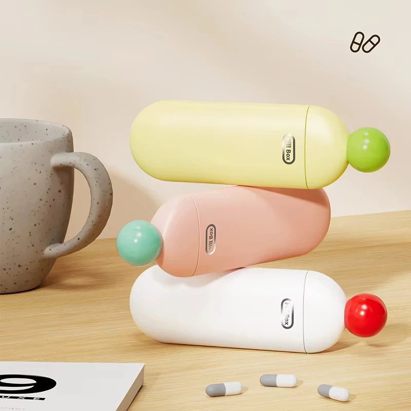 

Portable Travel Pill Container Daily Pill Box Storage Container Weekly Dispenser 3-Compartment Supplements Fish Oil Outdoor