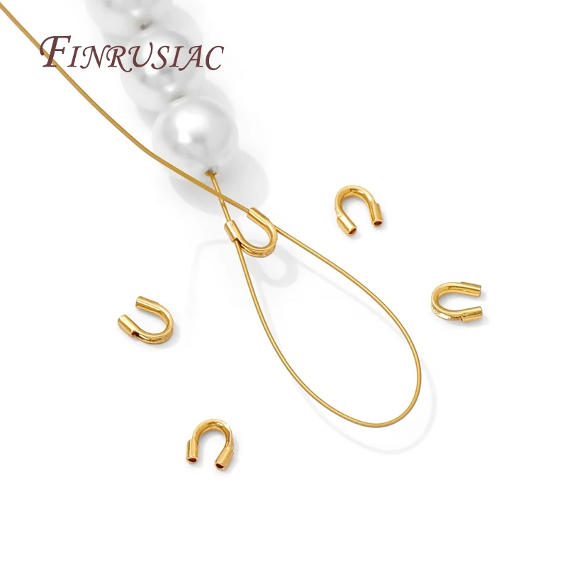 18K Gold Plated Protective End Caps (protectors) For Rope,Wire Protectors U Shape Clasps Connector For Jewelry Making Supplies