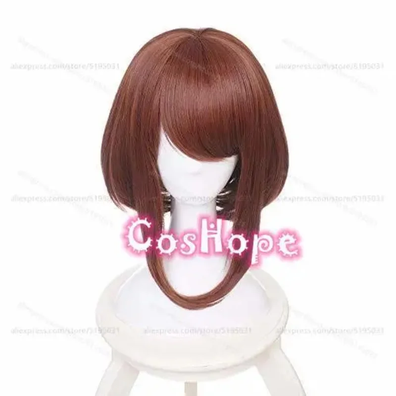 MHA OCHACO URARAKA Peluca corta Bob marrón para mujer, pelucas sintéticas resistentes al calor para Cosplay de Anime