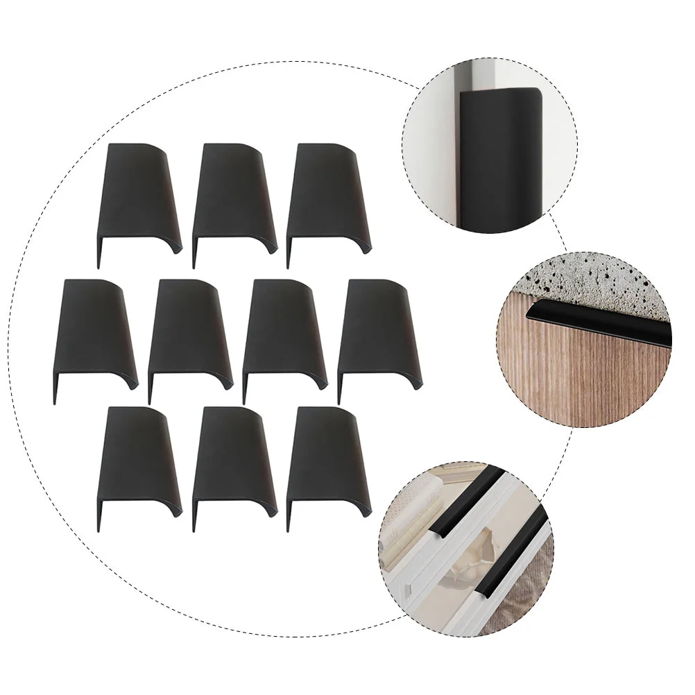 

10Pcs Invisible Aluminum Cabinet Pull Handles Black Strong Durable Surface Treatment Punch-Free Finger Pulls Hidden Furniture