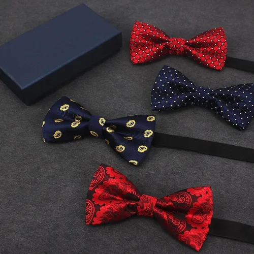 Imagen 2 del producto Pajaritas de moda negras y rojas para novio, corbata colorida Formal para hombre, pajarita de boda con mariposa verde para matrimonio, cuadros de satén