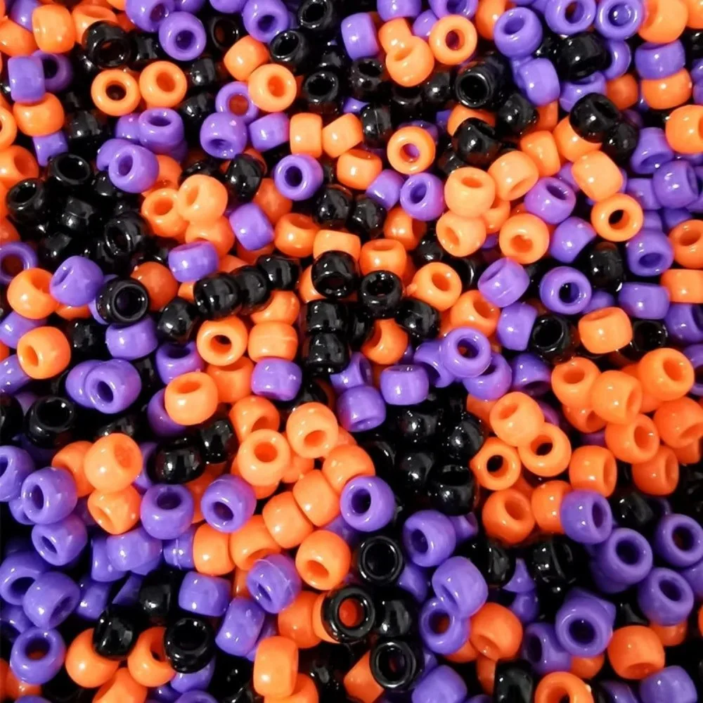 1000Pcs 6x9mm Dreadlock Hair Beads Luminous DIY Crafts Bead Stringing Materials Multi-Colored Large Hole Colorful Braiding Beads