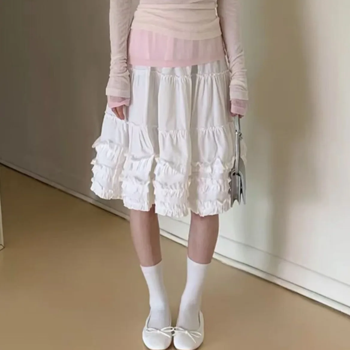 

Women's A-Line Skirt White Lace Hem Heavy Embroidery Summer New Sle Gentle Wind High Waist Cake Skirt Commute Sle