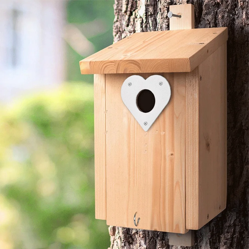 2 Sets Silver Bird House Guard Aluminum 28mm Diameter Hole Bird House Hole Protector 32mm Diameter Hole Galvanized Screws