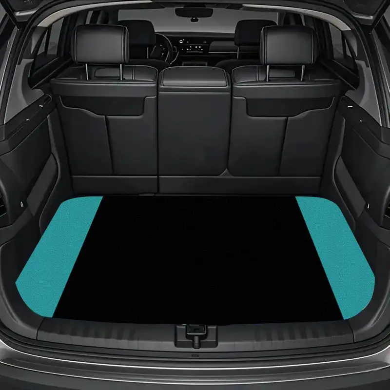 Teal Side Stripe Universal Car Trunk Mat Minimalist Design Non-Slip Washable Cargo Liner For CUV Auto Rear Mat Interior Decor